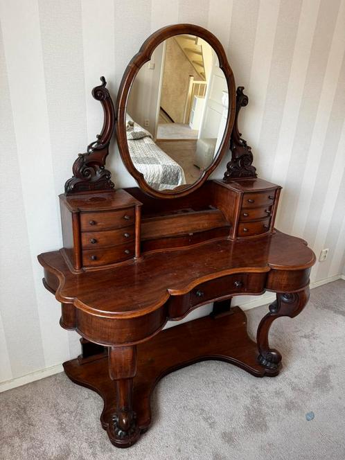 Kaptafel Victoriaanse mahoniehouten Duchess kaptafel, Huis en Inrichting, Tafels | Kaptafels, Gebruikt, Minder dan 100 cm, 50 tot 100 cm