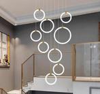 Luxe LED Moderne Trap Hanglamp Dimbaar 9-Ringen Kroonluchter, Huis en Inrichting, Lampen | Kroonluchters, Nieuw, Ophalen of Verzenden