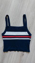 Bershka Cropped Top - Navy/Rood - Maat S, Blauw, Zo goed als nieuw, Maat 36 (S), Bershka