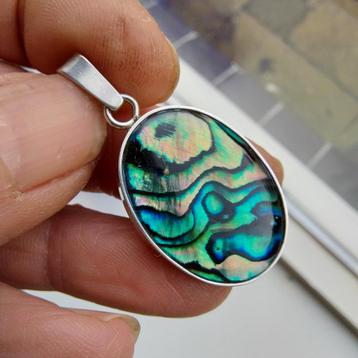 Mooie nieuwe zilveren hanger met Paua schelp/Abalone. beschikbaar voor biedingen