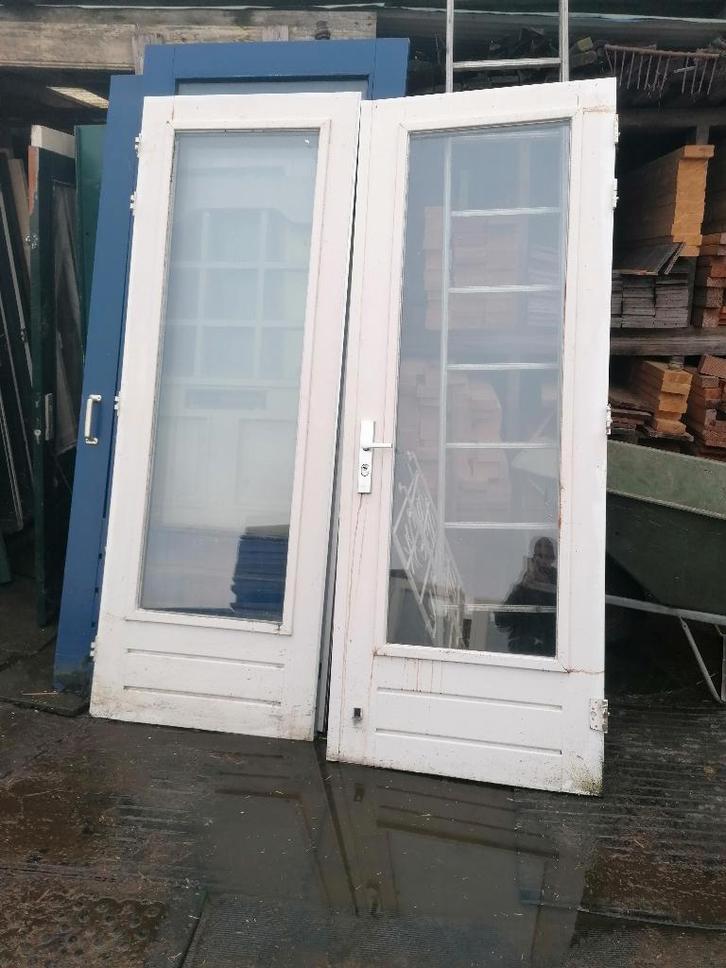 stel deuren, Doe-het-zelf en Verbouw, Deuren en Horren, Gebruikt, Binnendeur, 200 tot 215 cm, 120 cm of meer, Glas, Ophalen of Verzenden