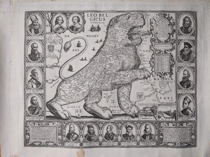 Leo Belgicus Reproduction - Wereld op Papier 1967, Antiek en Kunst, Kunst | Schilderijen | Klassiek, Ophalen of Verzenden