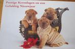 Prettige kerstdagen - drie Shar Pei's in slee met kerstster, Verzenden, 1980 tot heden, Gelopen, Overige thema's