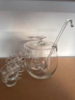 Glazen Bowlschaal met Lepel en Kopjes, Ophalen of Verzenden, Zo goed als nieuw