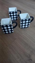 vierkant zwart wit geblokt servies, Ophalen, Gebruikt, Overige stijlen, Kop(pen) en/of Schotel(s)
