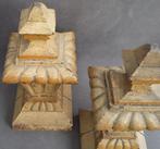 19 de eeuw Paar Grote Houten Pilaren Zuilen Pinakel, Ophalen of Verzenden