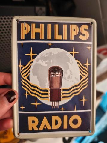 Vintage Philips Radio Bordjes (2 stuks) beschikbaar voor biedingen