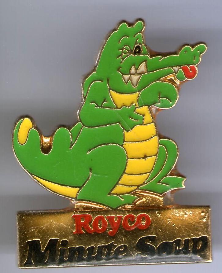 Royco Minute soup krokodil PIN ( BLAD7_749 ), Verzamelen, Speldjes, Pins en Buttons, Zo goed als nieuw, Speldje of Pin, Figuurtje