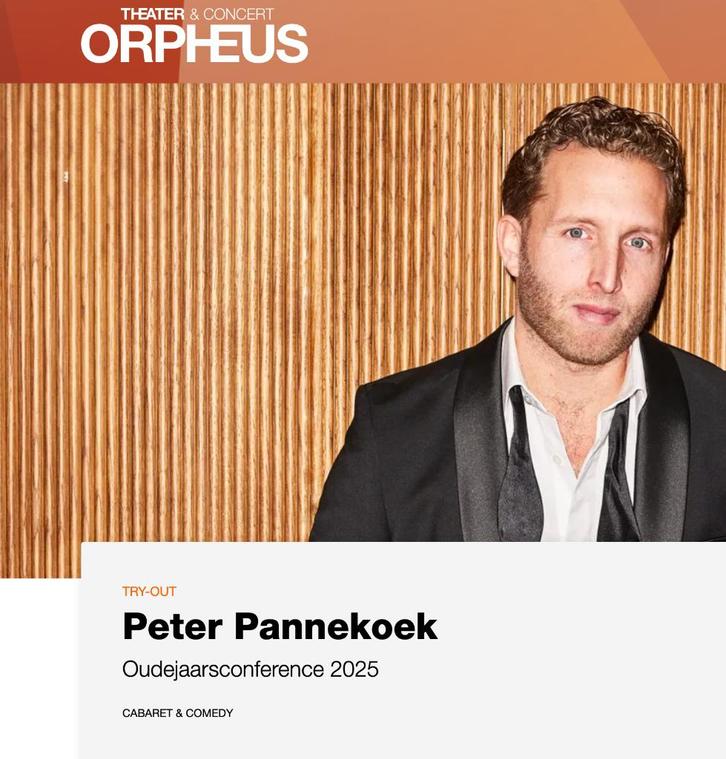 Peter Pannekoek - Oudejaarsconference 2025 (2 kaartjes), Tickets en Kaartjes, Theater | Cabaret en Komedie, Twee personen, November