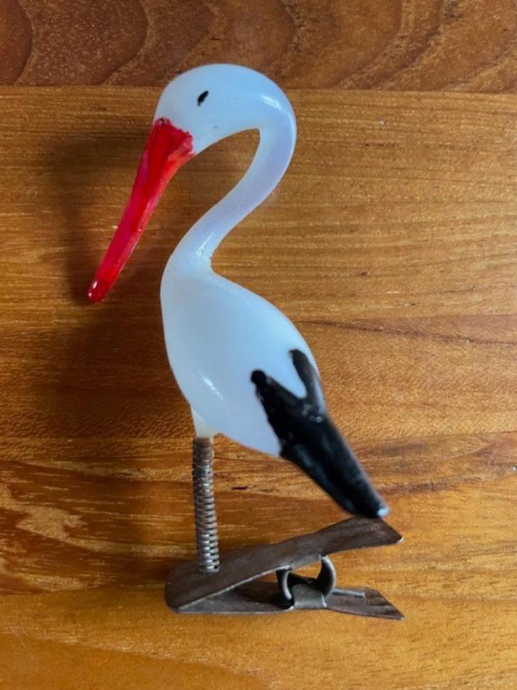 kerstornament ooievaar op clip, Diversen, Kerst, Gebruikt, Ophalen of Verzenden