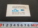 sticker KLM 1980 10th int. forum for air cargo *, Verzamelen, Ophalen, Zo goed als nieuw