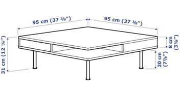 Ikea TOFTERYD salontafel, 95x95 cm, hoogglans wit beschikbaar voor biedingen