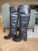 Elegante hoge leren laarzen, Hoge laarzen, Zwart, Ophalen of Verzenden, Onbekend