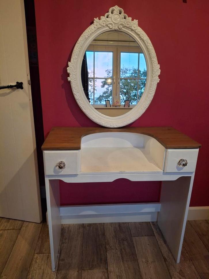 Leuke make-up Tafel met lades en Spiegel, Huis en Inrichting, Tafels | Kaptafels, Gebruikt, Minder dan 100 cm, 50 tot 100 cm, Hout