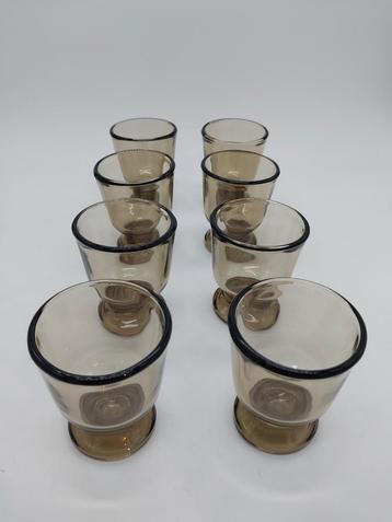 8 Vintage Rookglas Eierdopjes - Luminarc Stijl beschikbaar voor biedingen