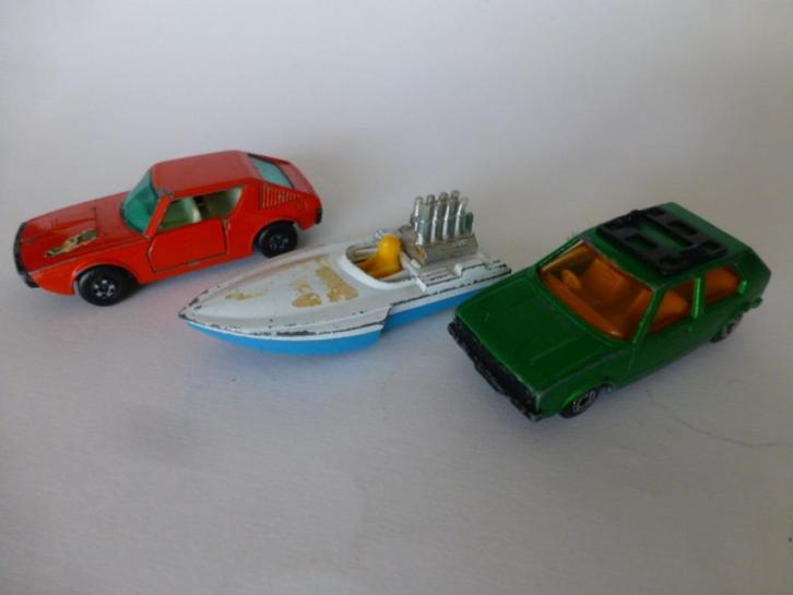 Matchbox Superfast 5 Seafire, 7 VW Golf, 62 Renault 17, Hobby en Vrije tijd, Modelauto's | Overige schalen, Zo goed als nieuw