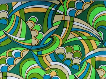 Vintage psychedelische tricot stof Half afgewerkte rok (R21) beschikbaar voor biedingen