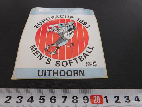 sticker Uithoorn Raggers Thamen 1993 Men's Softball, Verzamelen, Stickers, Zo goed als nieuw, Bedrijf of Vereniging, Ophalen