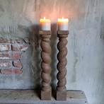 2x Landelijke houten baluster kandelaar hoogte 50cm *Etage3*, Huis en Inrichting, Gebruikt, ., Ophalen of Verzenden, .