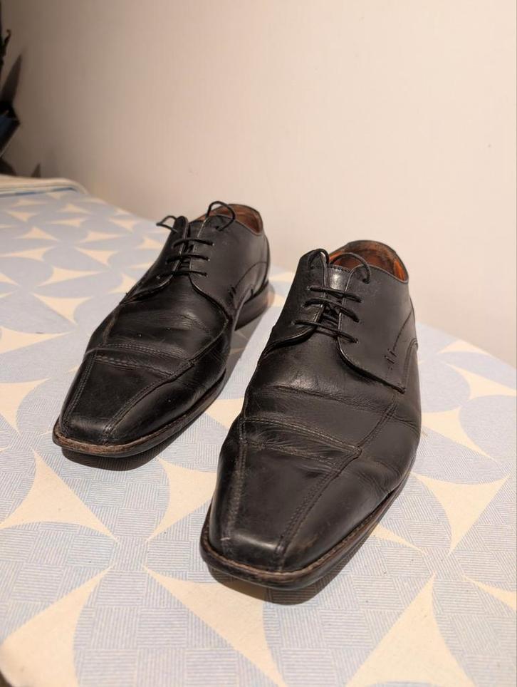 Van Lier - Nette Herenschoenen - Maat 44 - Zwart / Hout, Kleding | Heren, Schoenen, Gedragen, Veterschoenen, Zwart, Ophalen of Verzenden