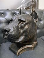 HOUTEN STAFFORD PITBULL KOP, Ophalen of Verzenden, Zo goed als nieuw, Hout, Dierenbeeld
