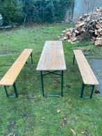 Biertafel set, Tuin en Terras, Ophalen, Gebruikt, Rechthoekig, Hout
