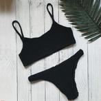 Zwarte geplooide bikini (dames vrouwen zwemkleding), Verzenden, Nieuw, Zwart, Bikini