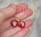 Mooie creolen met platte Carneool druppels., Sieraden, Tassen en Uiterlijk, Oorbellen, Overige materialen, Hangers, Verzenden