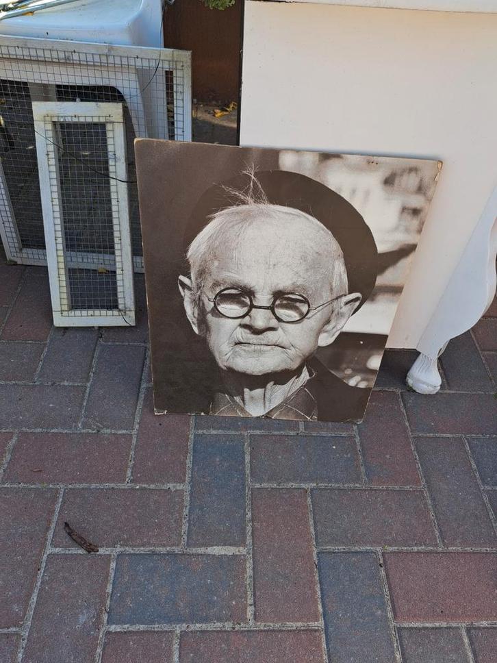 Oude man portret op hout, Antiek en Kunst, Kunst | Tekeningen en Foto's, Ophalen of Verzenden