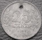 Oud zinken kwartje - 25 cent 1942 + oude zinken cent 1942., Setje, Koningin Wilhelmina, Overige waardes, Ophalen of Verzenden