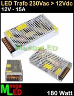 LED Trafo Voeding Adapter Driver - 230V > 12V - 15A = 180W, Ophalen of Verzenden, Nieuw, LEDtrafo