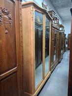 antiek massieve eiken linnenkast kleerkast koperen elementen, 100 tot 150 cm, Met hangruimte, Eikenhout, Zo goed als nieuw