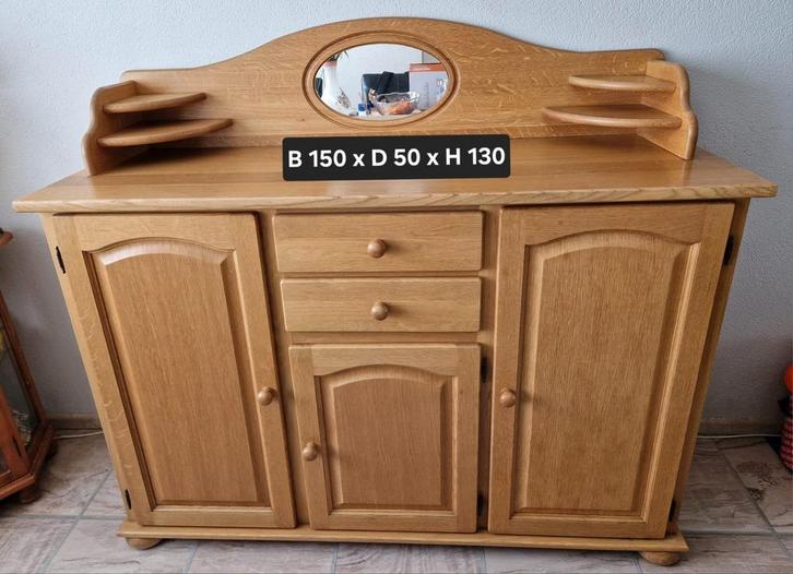 houten dressoir met opzet stuk inclusief spiegel Bieden mag., Huis en Inrichting, Kasten | Computermeubels, Gebruikt, 120 tot 170 cm