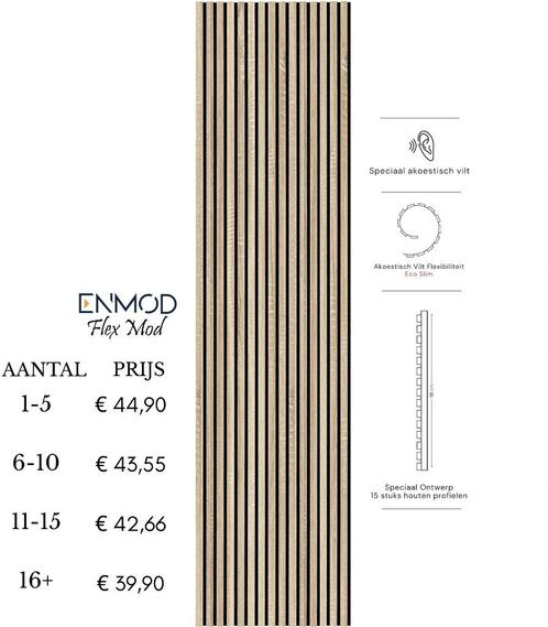 Enmod-Akoestische Wandpanelen–Luxe Houtlook–Direct Leverbaar, Huis en Inrichting, Woonaccessoires | Wanddecoraties, Nieuw, Ophalen of Verzenden