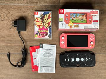 Nintendo Switch Lite Animal Crossing (roze) + Pokemon Shield beschikbaar voor biedingen