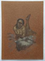 Schilderijtje/ Studie van Liggend Naakt - Olieverf, Antiek en Kunst, Ophalen of Verzenden