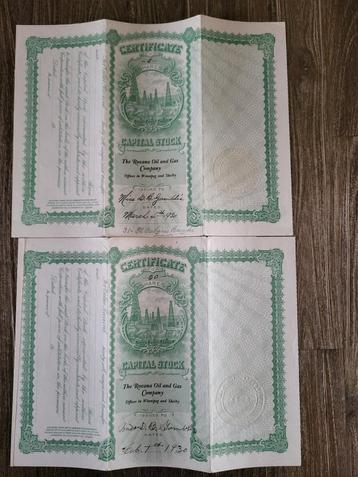 Certificate The Roxana Oil and Gas Company beschikbaar voor biedingen