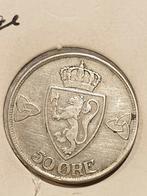 Noorwegen, 50 ore 1918, zilver (19), Zilver, Ophalen of Verzenden, Overige landen