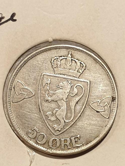Noorwegen, 50 ore 1918, zilver (19), Postzegels en Munten, Munten | Europa | Niet-Euromunten, Overige landen, Zilver, Ophalen of Verzenden