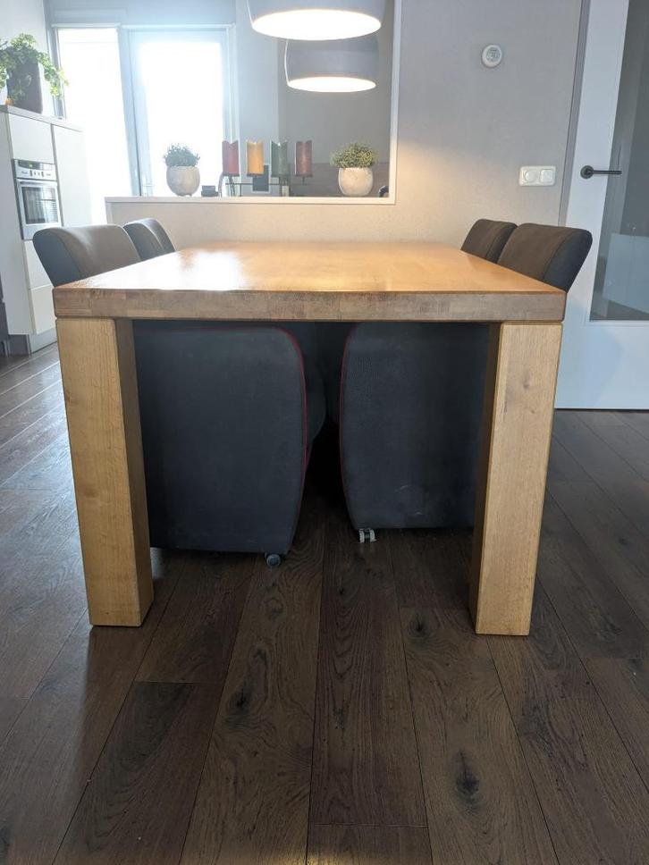 Eethoek met 4 rijdende stoelen, Huis en Inrichting, Tafels | Eettafels, Gebruikt, 50 tot 100 cm, 150 tot 200 cm, Vijf personen of meer