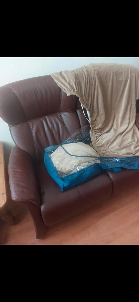 2 Bankhoezen - Camel Velours - Zo Goed Als Nieuw, Huis en Inrichting, Banken | Bankstellen, Zo goed als nieuw, Rechte bank, Stof