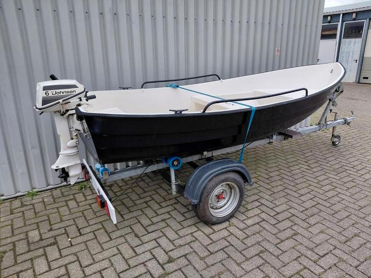 Verano 3.90m tour/visboot + trailer en gratis johnson 6 pk, Watersport en Boten, Vis- en Consoleboten, Zo goed als nieuw, Tot 10 pk