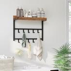 Kapstok - Wandkapstok-Bruin - 10 Zwarte-60.5x15x45 cm, Huis en Inrichting, Woonaccessoires | Kapstokken, Wandkapstok, Nieuw, Ophalen of Verzenden