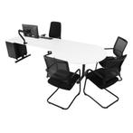 MN Easy Bureau Met Ronde Vergaderaanbouw, Huis en Inrichting, Bureaus, Ophalen of Verzenden, In hoogte verstelbaar, Nieuw, Bureau