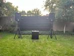 Geluidsset tot 100 mensen, 1 sub + 2 tops 1kW, Ophalen, Zo goed als nieuw, Speakers, Overige merken