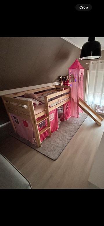Kinderhoogslaper met Glijbaan (90x200 cm)  Inclusief Matras beschikbaar voor biedingen