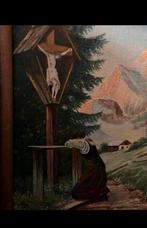Religieus schilderijtje, uit 1947 handgeschilderd mooi!, Antiek en Kunst, Antiek | Religie, Ophalen of Verzenden