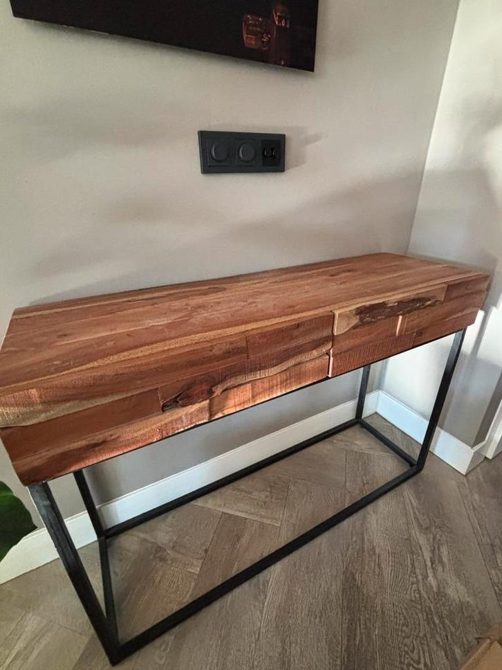 Sidetable, Huis en Inrichting, Tafels | Sidetables, Gebruikt, 25 tot 50 cm, 100 tot 150 cm, Rechthoekig, Metaal, Ophalen