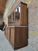 Grote Vintage Houten Vitrinekast | Apothekers Vitrine Kast, 200 cm of meer, 300 cm of meer, Ophalen of Verzenden, Met deur(en)