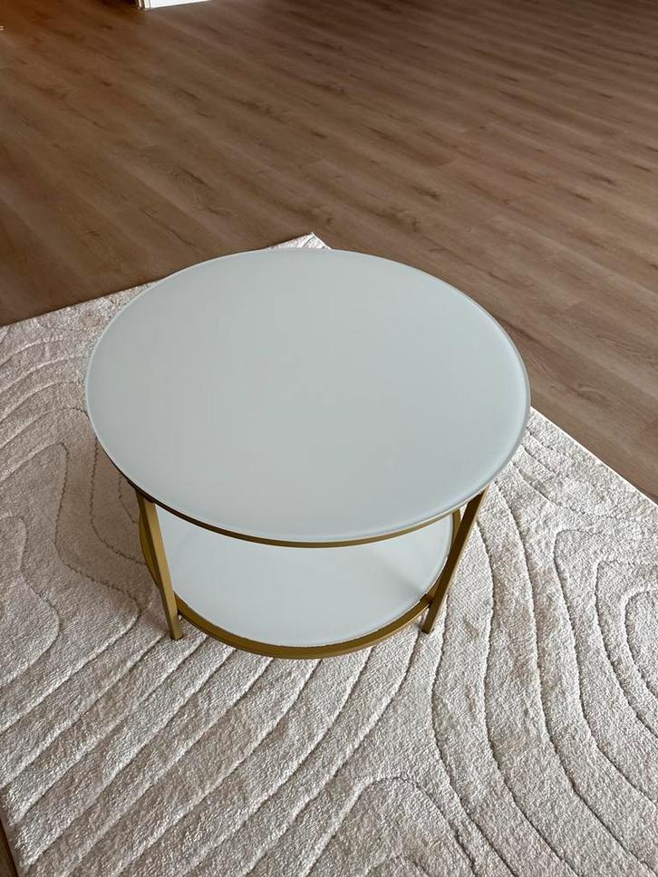 Nieuwe Salontafel & TV Meubel - Melkglas/Goud, Huis en Inrichting, Tafels | Salontafels, Zo goed als nieuw, Minder dan 50 cm, 50 tot 100 cm